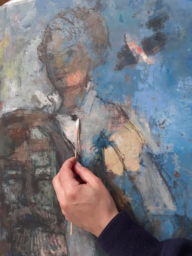 02 Restaurierung Fernandez Gemälde blau